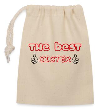 THE BEST SISTER - Closable cotton gift bag (14x20cm) - nature - Front
