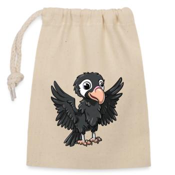 Cute Vulture Cartoon Character - Closable cotton gift bag (14x20cm) - nature - Front