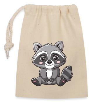 Cute raccoon cartoon to fall in love with - Closable cotton gift bag (14x20cm) - nature - Front