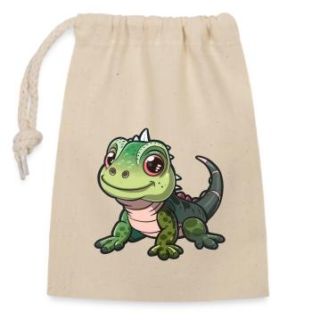 Bébé dragon souriant mignon - Sac cadeau en coton avec cordon (14 x 20 cm) - nature - Devant