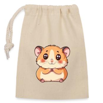Hamster mignon avec de grands yeux - Sac cadeau en coton avec cordon (14 x 20 cm) - nature - Devant