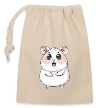 Personnage de dessin animé de hamster mignon - Sac cadeau en coton avec cordon (14 x 20 cm) - nature - Devant