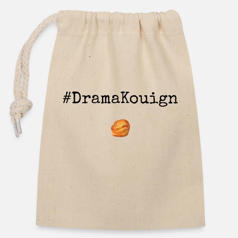 #DramaKouign Blk - Sac cadeau en coton avec cordon (14 x 20 cm) - nature