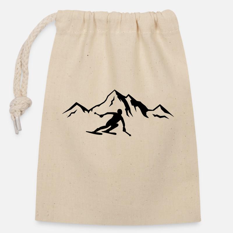 ski berge 01 - Verschließbarer Geschenkbeutel aus Baumwolle (14x20cm) - Natur