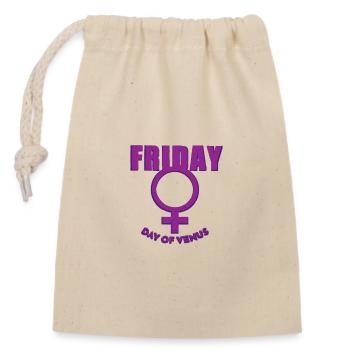 Friday Freitag Wochentage Venus Tag lila used look - Verschließbarer Geschenkbeutel aus Baumwolle (14x20cm) - Natur - Vorne
