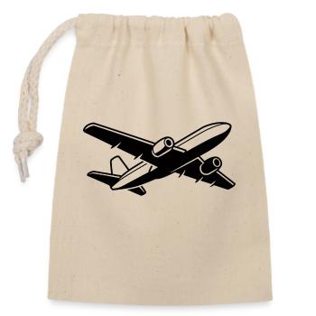 Flugzeugpilot Flugplatz Flugsport - Verschließbarer Geschenkbeutel aus Baumwolle (14x20cm) - Natur - Vorne