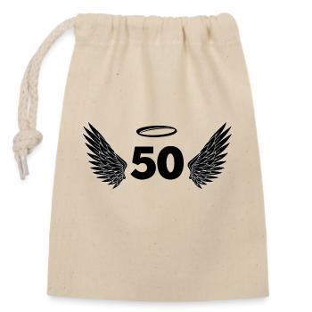 Numéro 50 ange - 50e anniversaire ailes - Sac cadeau en coton avec cordon (14 x 20 cm) - nature - Devant