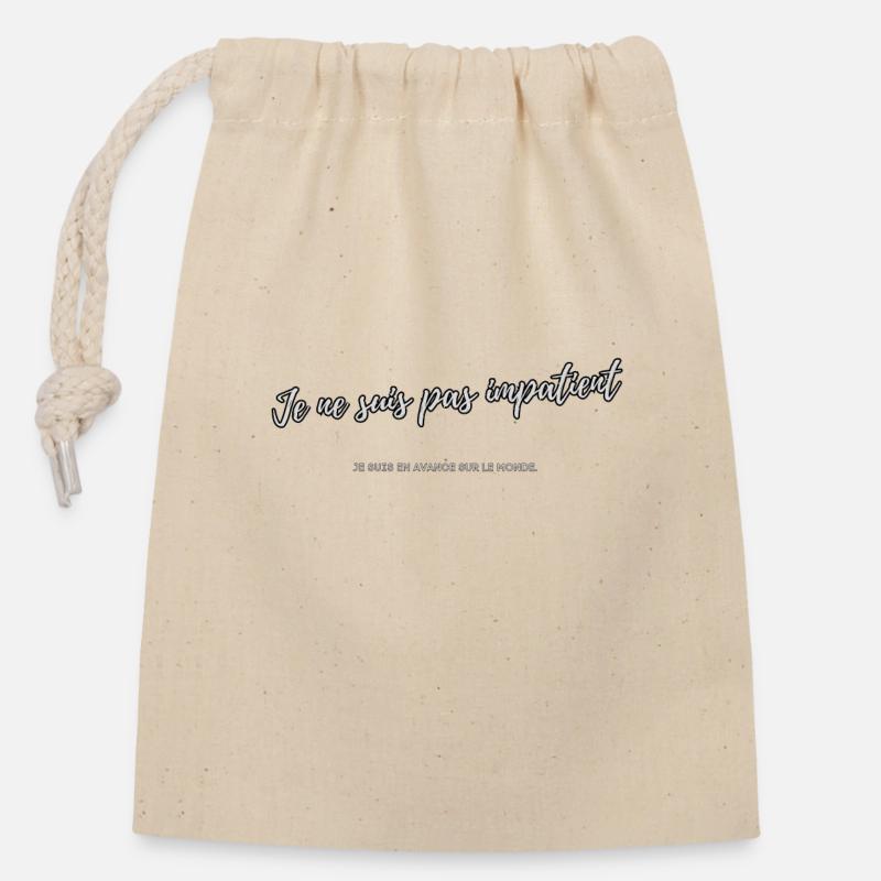 Impatient - Closable cotton gift bag (14x20cm) - nature