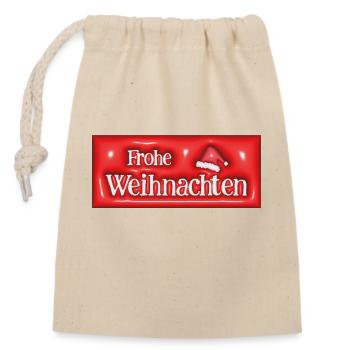 Weihnacht 3D 10 - Verschließbarer Geschenkbeutel aus Baumwolle (14x20cm) - Natur - Vorne