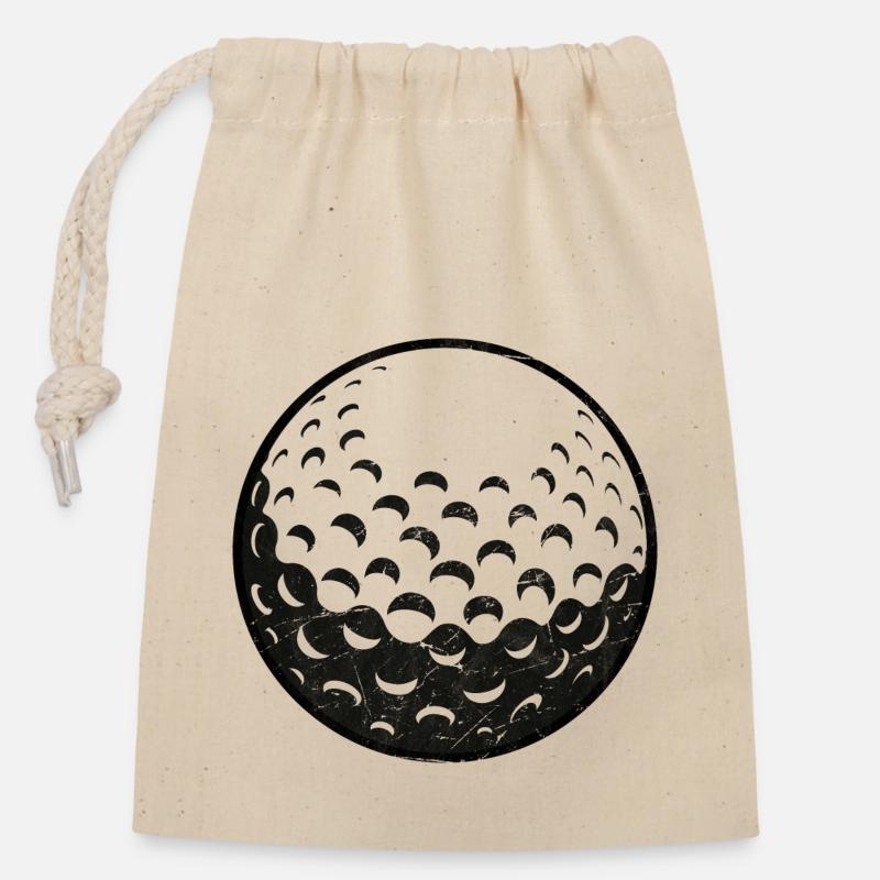 Golfball Balle de golf Golfer Golfen - Sac cadeau en coton avec cordon (14 x 20 cm) - nature