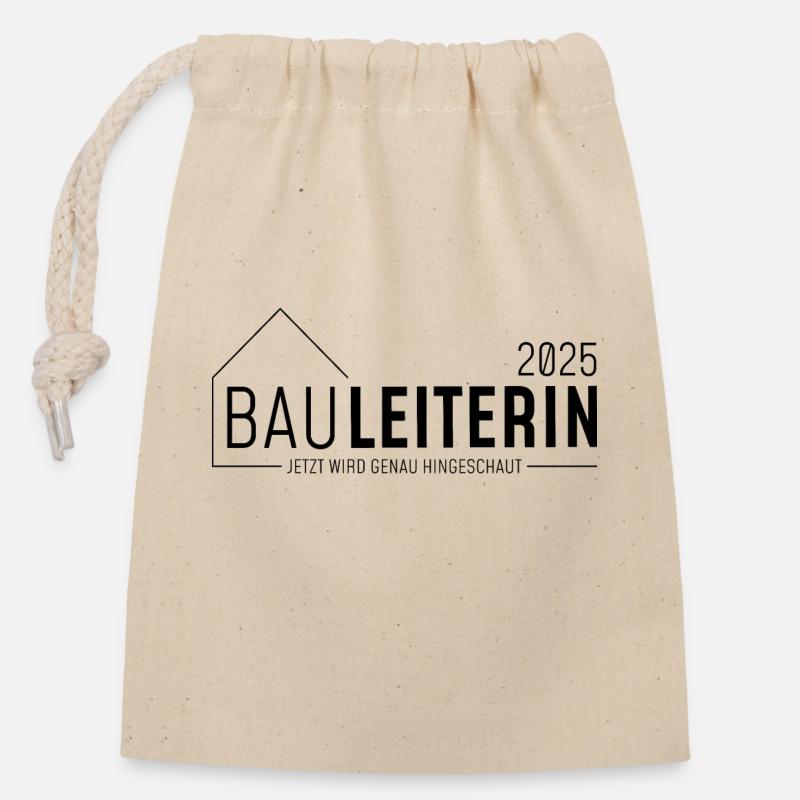 Bauleiter 2025 - Jetzt wird genau hingeschaut - Verschließbarer Geschenkbeutel aus Baumwolle (14x20cm) - Natur