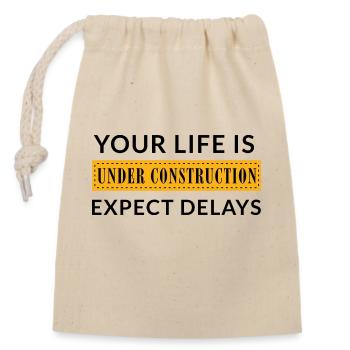 En construction - Sac cadeau en coton avec cordon (14 x 20 cm) - nature - Devant