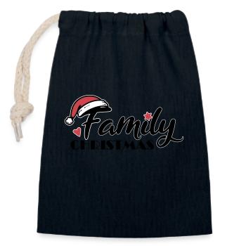Family Christmas Font - Closable cotton gift bag (14x20cm) - navy - Front