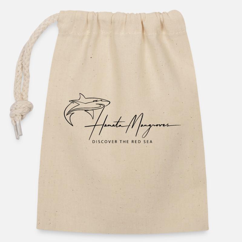 Logo lettrage noir - Sac cadeau en coton avec cordon (14 x 20 cm) - nature