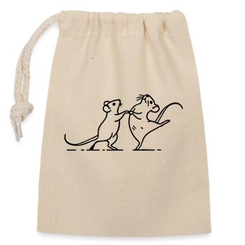 dancing white mice - Closable cotton gift bag (14x20cm) - nature - Front