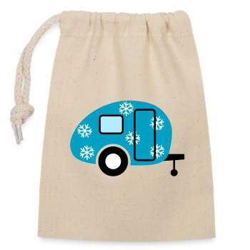 Caravan Schneeflocken Wohnwagen Camping Winter Fan - Verschließbarer Geschenkbeutel aus Baumwolle (14x20cm) - Natur - Vorne
