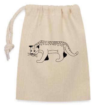 Jaguar - Graphique en noir et blanc - Sac cadeau en coton avec cordon (14 x 20 cm) - nature - Devant