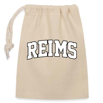 Reims Logo: Kollegiales Design im französischen Stil - Verschließbarer Geschenkbeutel aus Baumwolle (14x20cm) - Natur - Vorne