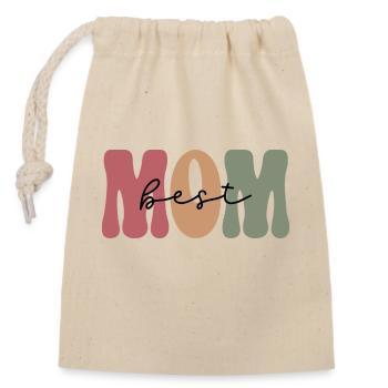 Best Mom-Retro - Verschließbarer Geschenkbeutel aus Baumwolle (14x20cm) - Natur - Vorne