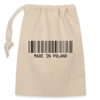 Fabriqué en Pologne - Pologne - Pologne - Code-barres - Dash - Sac cadeau en coton avec cordon (14 x 20 cm) - nature - Devant