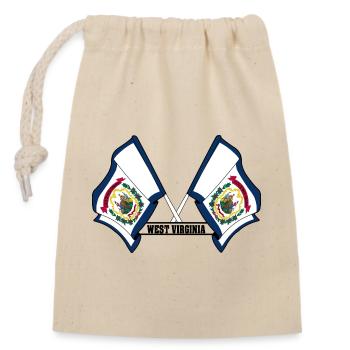 Two flags text WEST VIRGINIA - Closable cotton gift bag (14x20cm) - nature - Front