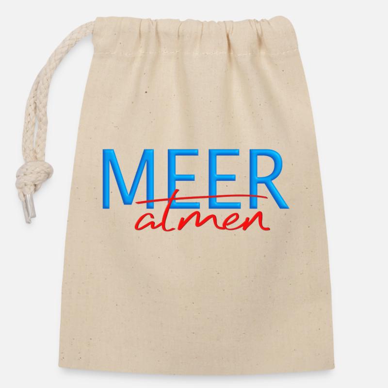 Meer atmen - Verschließbarer Geschenkbeutel aus Baumwolle (14x20cm) - Natur