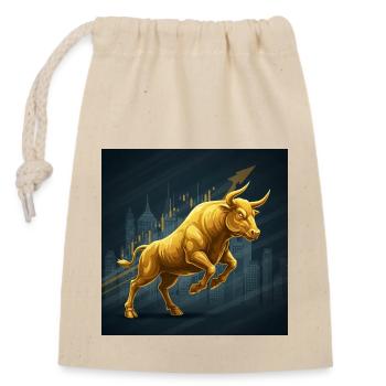 Taureau de trading doré - Sac cadeau en coton avec cordon (14 x 20 cm) - nature - Devant