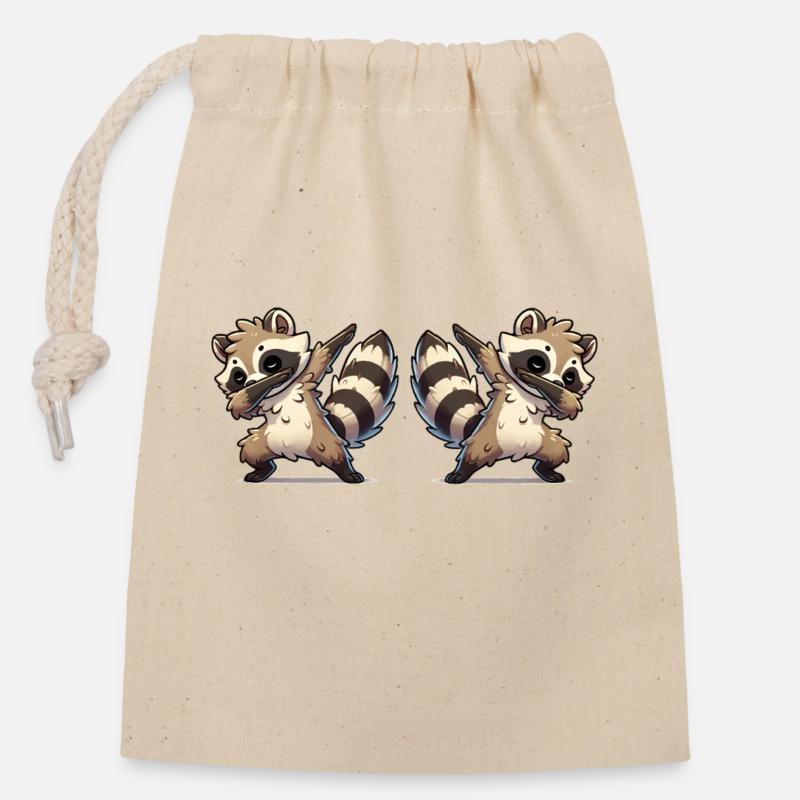 waschbär dabbing - Verschließbarer Geschenkbeutel aus Baumwolle (14x20cm) - Natur