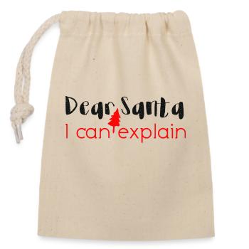 Lustig, Weihnachten, Dear Santa, I can explain, - Verschließbarer Geschenkbeutel aus Baumwolle (14x20cm) - Natur - Vorne