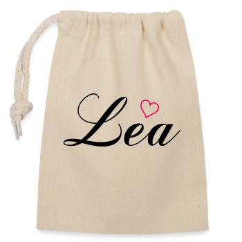 Name Lea - Closable cotton gift bag (14x20cm) - nature - Front