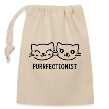 Drôle de chats visages purrfectionniste - Sac cadeau en coton avec cordon (14 x 20 cm) - nature - Devant