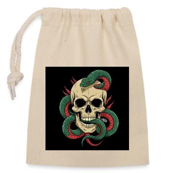 Shadow & – Skull and Snake Combined - Closable cotton gift bag (14x20cm) - nature - Front