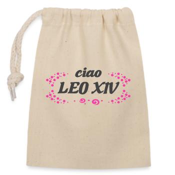 ciao Leo XIV - Closable cotton gift bag (14x20cm) - nature - Front