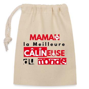 Maman câline - Sac cadeau en coton avec cordon (14 x 20 cm) - nature - Devant
