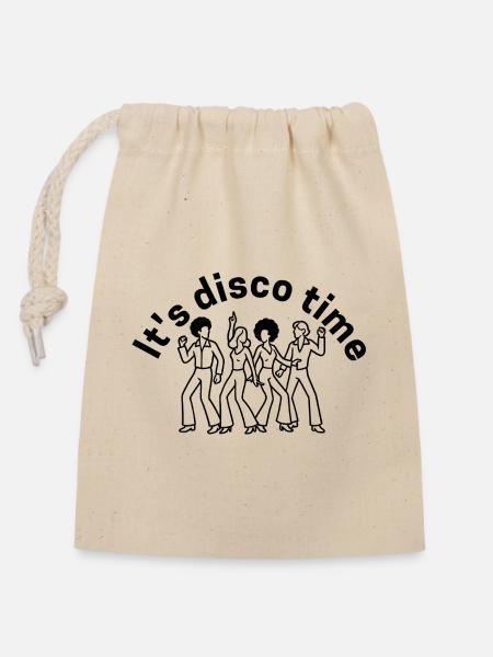 It s disco time - Verschließbarer Geschenkbeutel aus Baumwolle (14x20cm) - Natur