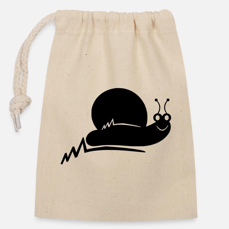 Escargot Sourire Ligne Simple - Sac cadeau en coton avec cordon (14 x 20 cm) - nature