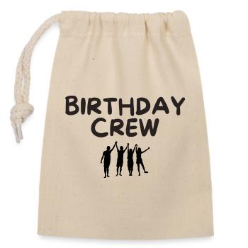 Birthday Crew - Verschließbarer Geschenkbeutel aus Baumwolle (14x20cm) - Natur - Vorne