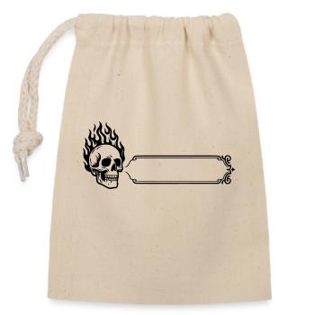 Skull - Surname, first name - Closable cotton gift bag (14x20cm) - nature - Front