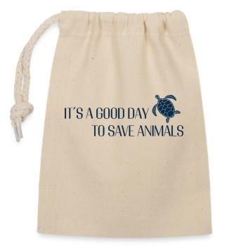 Sauver les animaux – Tortue pour la conservation marine - Sac cadeau en coton avec cordon (14 x 20 cm) - nature - Devant