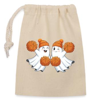 Cute ghosts with pompoms - Closable cotton gift bag (14x20cm) - nature - Front