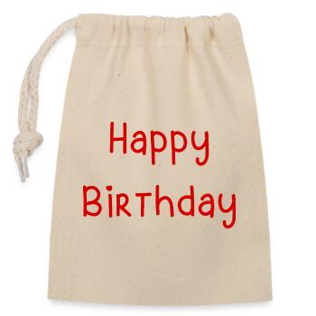 Message d'Anniversaire Joyeux en Style Ludique - Sac cadeau en coton avec cordon (14 x 20 cm) - nature - Devant