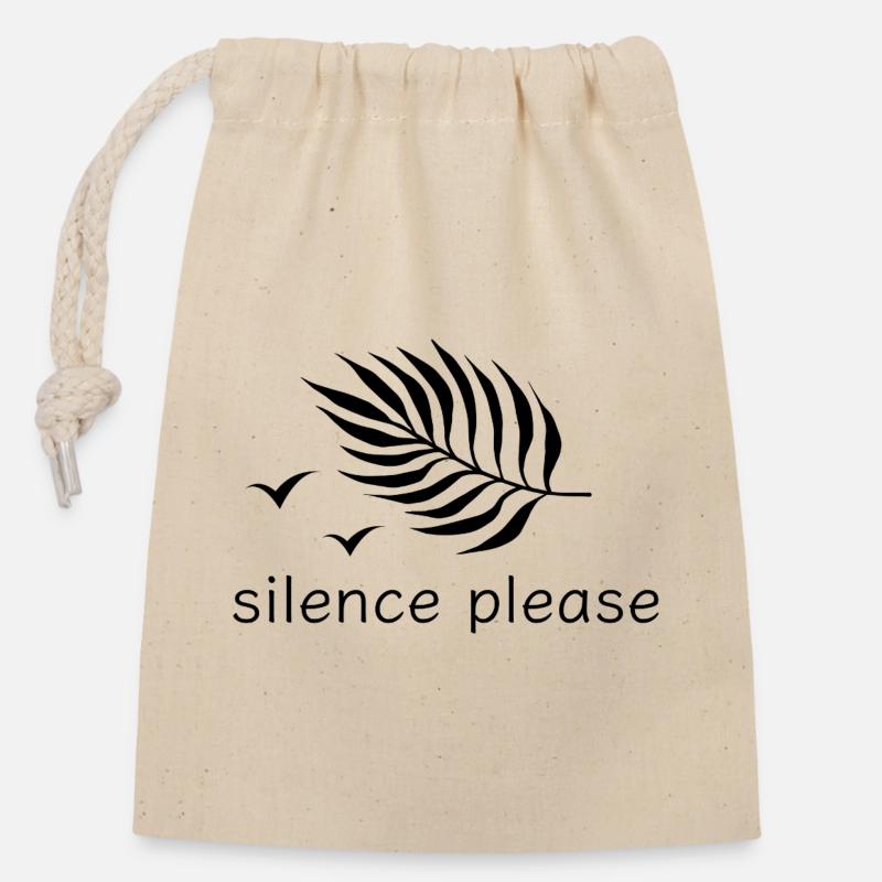 Silence s’il vous plaît reposez-vous imprimer design - Sac cadeau en coton avec cordon (14 x 20 cm) - nature