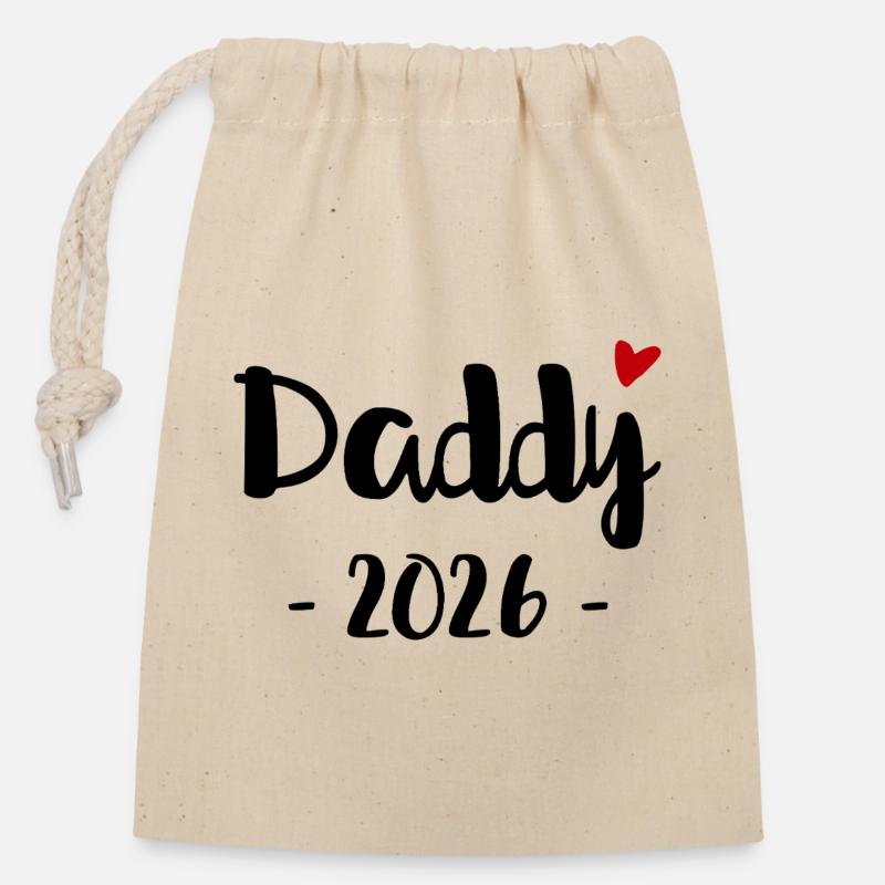 Daddy 2026 for all expectant fathers in 2026 - Closable cotton gift bag (14x20cm) - nature