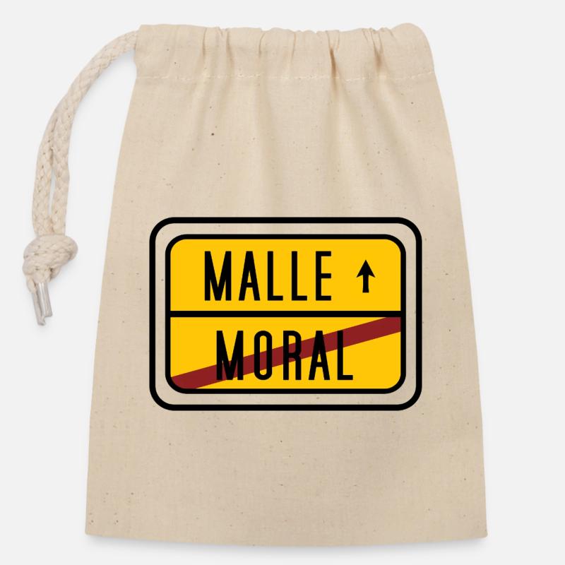 Malle statt Moral – Lustiges Party Design - Verschließbarer Geschenkbeutel aus Baumwolle (14x20cm) - Natur