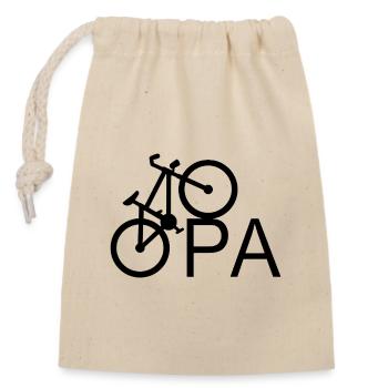 Opa Fahrrad Großvater Radfahrer - Verschließbarer Geschenkbeutel aus Baumwolle (14x20cm) - Natur - Vorne