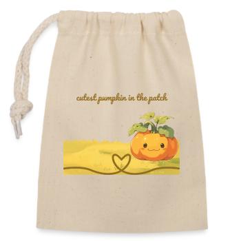 Kürbisliebe im Feld - cutest pumkin in the patch - Closable cotton gift bag (14x20cm) - nature - Front