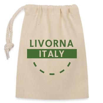 Livorna Italien Grünes Logo - Verschließbarer Geschenkbeutel aus Baumwolle (14x20cm) - Natur - Vorne