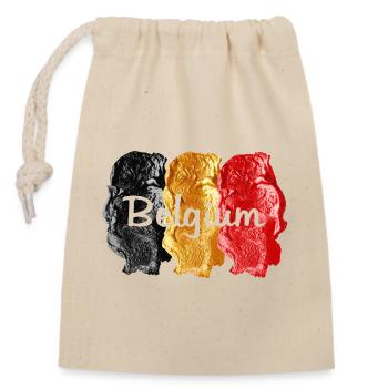 Belgian flag - Closable cotton gift bag (14x20cm) - nature - Front