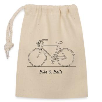 Fahrrad und Glocken Strichzeichnungen - Verschließbarer Geschenkbeutel aus Baumwolle (14x20cm) - Natur - Vorne