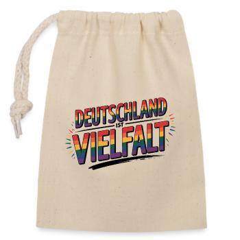 Deutschland ist Vielfalt - Cool Pride Logo - Verschließbarer Geschenkbeutel aus Baumwolle (14x20cm) - Natur - Vorne